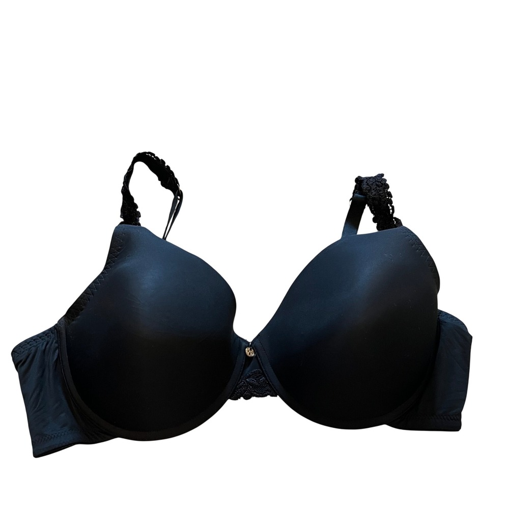 Natori Bliss Perfection Contour Underwire Bra Black 38DD 736037 Lace Trim